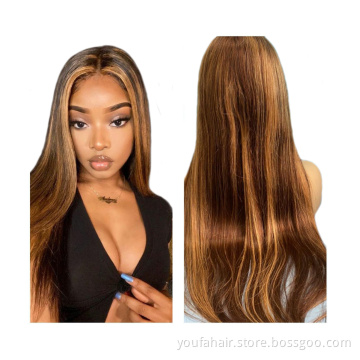 Wholesale Highlight Human Hair Wigs For Black Women HD Lace Front Piano Ombre Wig Natural Human Hair Wigs 150% 180% Density